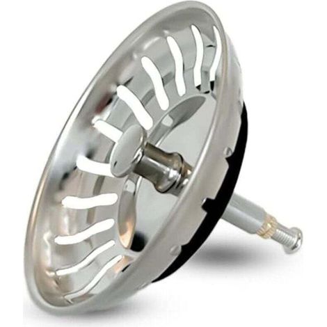 Panier Pour Bonde d'Évier de Cuisine Avec goupille réglable - Crépine Universelle Acier Inoxydable. Bouchon Panier Pop-Up - Lavable Lave-vaisselle. Ne se Bouche & Ne Déborde Pas - 82 mm