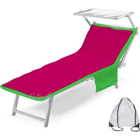 SERVIETTE DE PLAGE TEDDY POUR TRANSAT EN MICROFIBRE AVEC POCHES DIMENSIONS 80 X 190 CM FUCHSIA (1/2)
