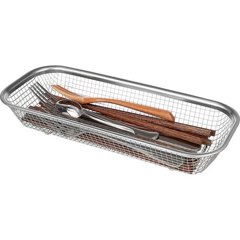Porte-couverts, porte-baguettes, égouttoir à vaisselle, panier égouttoir à couverts, séchoir à couverts pour armoire de désinfection de cuisine-32.00X12.50X5.50CM-Silver