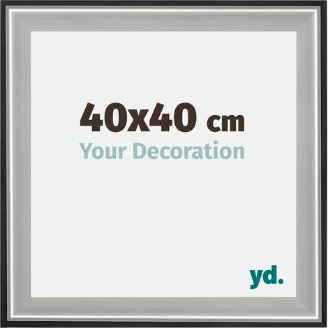 yd. - Cadre photo 40x40 - Noir Argent Poli - Bois - Birmingham (1/5)