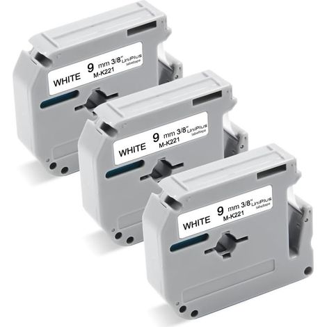 Compatible Label Tapes for Brother M-K221 MK-221 9mm x 8m for Brother PT-55 PT-60 PT-65 PT-70 PT-80 PT-85 PT-90 PT-M95 PT-100 PT-110 BB4 Label Maker (Pack of 3, Black on White) (1/5)