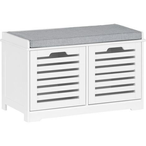Sobuy – Banc d'entrée avec coussin rembourré – Rangement chaussures 71x35x43cm – Panneaux E1 – Charge max 133kg – FSR23IIW