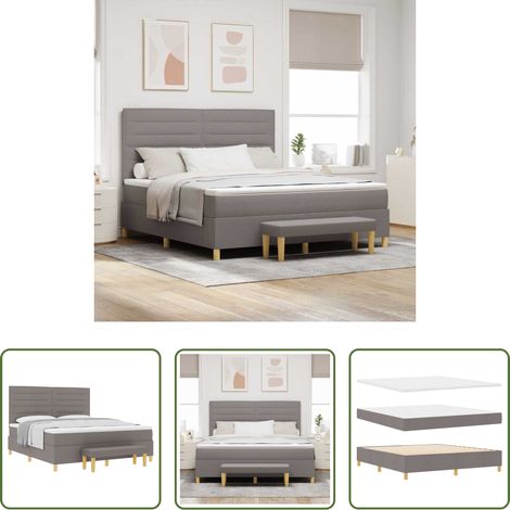 Matratze - Boxspringbett mit Matratze Taupe 180 x 200 cm Stoff (1/5)