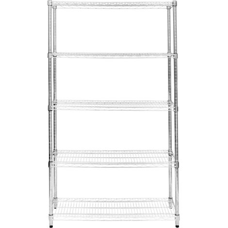 Scaffale in metallo a 5 livelli Unità di stoccaggio per carichi pesanti Scaffali regolabili in altezza senza bulloni e piedini di appoggio 1000kg Capacità di peso 45cm x 120cm x 180cm