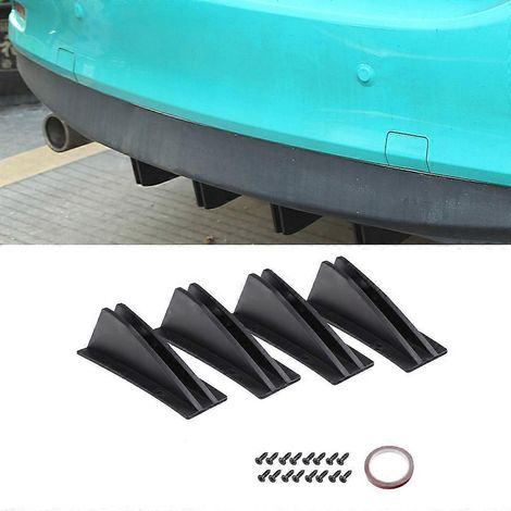 Lot de 4 diffuseurs de pare-chocs arrière noirs, aileron requin universel pour voiture et SUV - Double diffuseur - Noir (1/4)