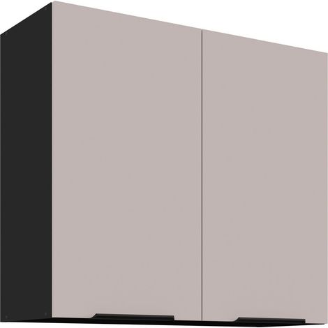 Küchen Hängeschrank 80 cm Küche ARONA Kaschmir beige matt + Schwarz matt Küchenzeile Küchenblock Küche Einbauküche (1/5)