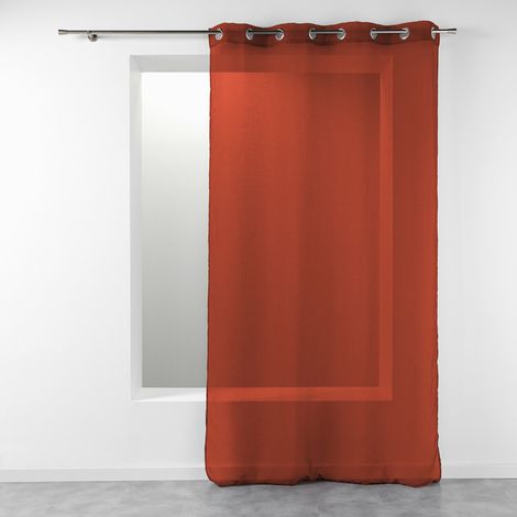 Voilage à Œillets Grande Hauteur 140 x 280 cm – Étamine Crash Telma Terracotta