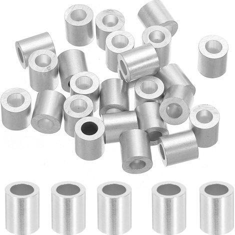 5/32" 4mm Manchon de Sertissage en Aluminium Simple Rond 10mm de Hauteur, Argent 25Pcs (1/5)