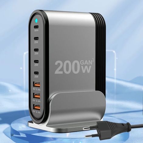 200 Wnitrure de galliumPDchargeur 5C3AAdaptateur de support de bureau en alliage d'aluminiumChargeur multifonctionnel(N201) (1/5)
