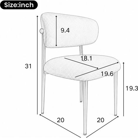 Set di 2 sedie da pranzo imbottite verdi con gambe dorate regolabili OKWISH (1/5)