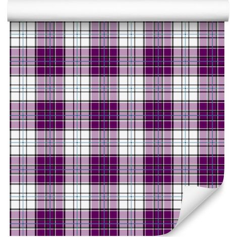 Papel pintado a cuadros morados, morado y gris claro, 50x1000 cm (1/5)