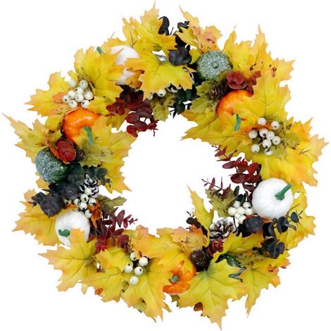 Herbstkranz aus künstlichen Ahornblättern – Herbstkranz für Weihnachten und die Ernte