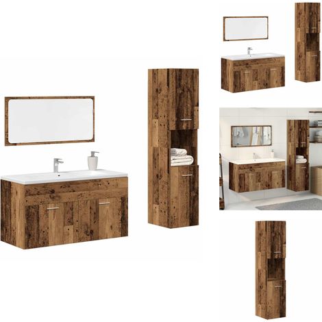 Ensemble de meubles salle de bain 3 pcs bois d'ingénierie - Ensemble De Meubles De Salle De Bain - Ensembles De Meubles De Salle De Bain - Armoire De Salle De Bain - Armoire De Rangement De Salle De B (1/5)