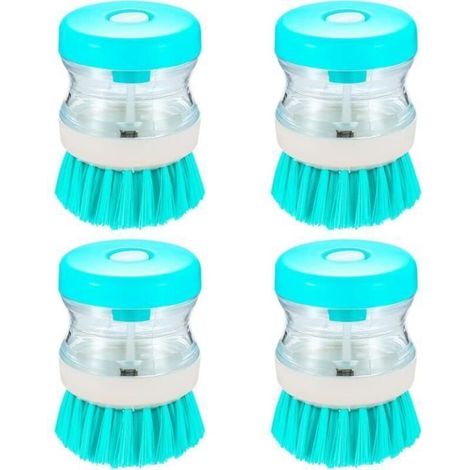 4Pcs Brosse Vaisselle avec Distributeur de LiquideBrosse Vaisselle avec ReservoirBrosse de Nettoyage avec Rservoir de EPONGE (1/4)