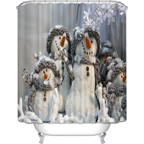 180 cm x 200 cm, Weihnachtsduschvorhang, Winter-Schneesaison S