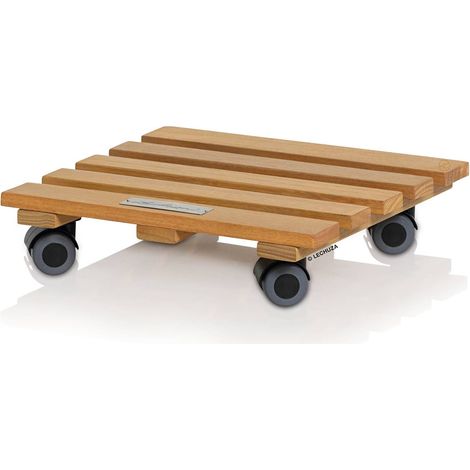 LECHUZA® Zuebhör Rolluntersetzer Natural Wood 28 square quadratisch - FSC 100 % Eukalyptus grandis