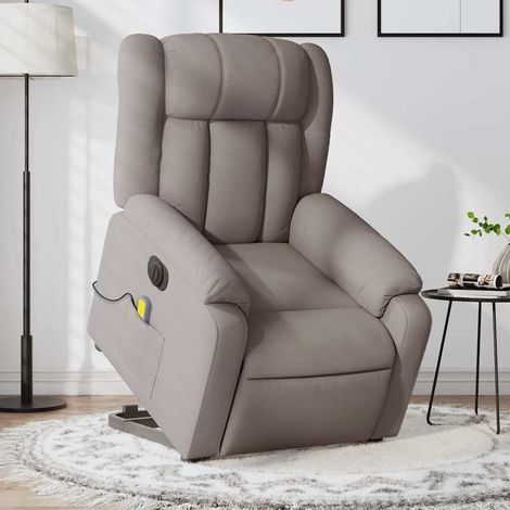 Elektrischer Massagesessel mit Aufstehhilfe Taupe Stoff (1/5)