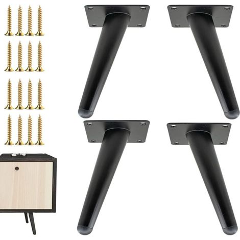 Ensemble de 4 pieds de meubles de 2,5 cm (1 pouce), pieds de remplacement en métal de style médiéval, adaptés aux chaises, canapés, armoires, tables et projets de bricolage.