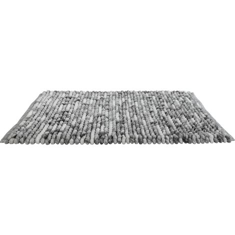 WENKO Badteppich Urdu Grau 60 x 90 cm, Mit Melagne-Effekt, Grau, Polyester grau, Baumwolle
