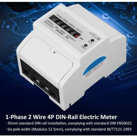 Compteur KWh, Compteur électrique électronique à 2 fils, Compteur électrique monophasé, Compteur électrique à rail DIN, pour la maison(20(80) A) (1/3)