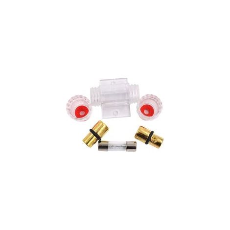 1 Porte-fusible AGU en Ligne plaqué Or et 1 fusibles AGU en Verre plaqué Or 40A pour la Protection de sécurité de l'alimentation Audio Automobile (40A) (1/4)