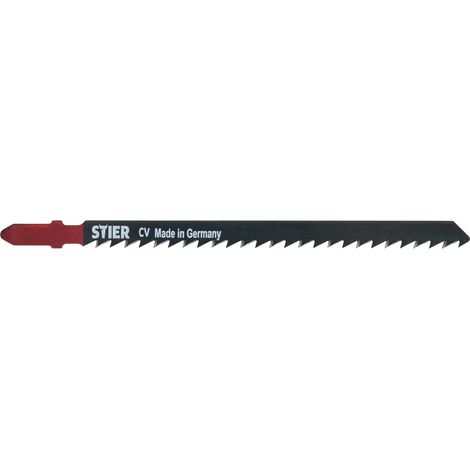 STIER Stichsägeblatt, ST3104-L, 20 Stück, Schnittlänge 110 mm, Zahnteilung 4 mm, perfekt geeignet zum Zuschneiden von Holz, Arbeitsplatten, Verbundplatten, CV-Stichsägeblatt (1/4)