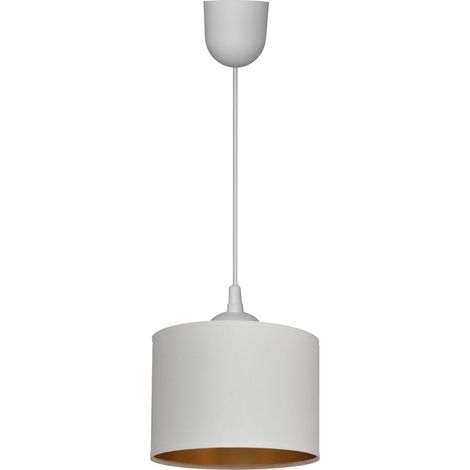 Helam ALBA Plafonnier Suspension Cylindrique Blanc, Or 20cm