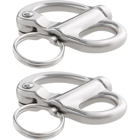 Lot de 2 Mousquetons Fixes de 52 mm en Acier Inoxydable 316 à Dégagement Rapide pour Bateaux Camions Fourgonnettes Caravanes Remorques (1/5)