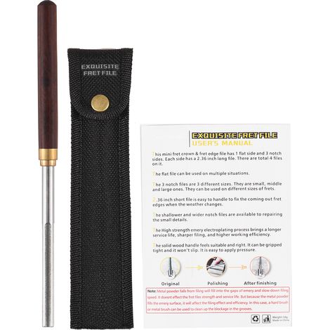 Outils de réparation de limes de couronnement de frettes de guitare baroque avec 4 bords de taille, encoche étroite/moyenne/large et manche en bois plat Luthier pour guitares, ukulélés, basse, banjo, (1/5)