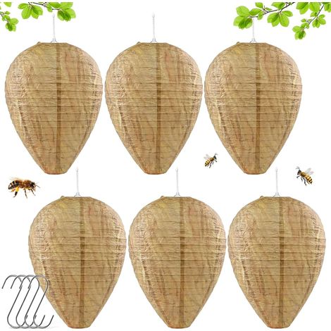 Lot de 6 Pièges à Guêpes Factice, Nid de Frelons Étanche pour Extérieur résistants aux intempéries, à suspendre. Repousse les guêpes devant la maison et le jardin (1/5)