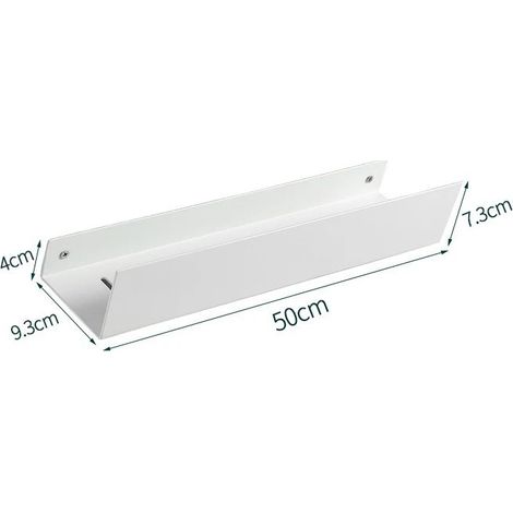 Étagère de rangement murale noire (blanche, 50 cm) pour salle de bain et cuisine, avec accessoires de rangement. (1/5)