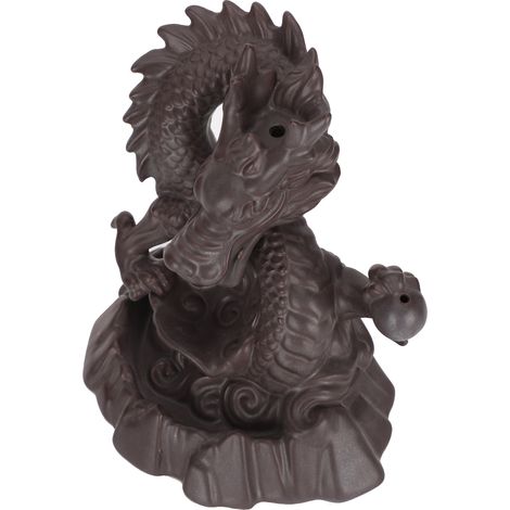 Brûleur d'encens à reflux en forme de dragon en céramique, brûleur d'encens à reflux créatif au bois de santal, objet de décoration intérieure (1/5)