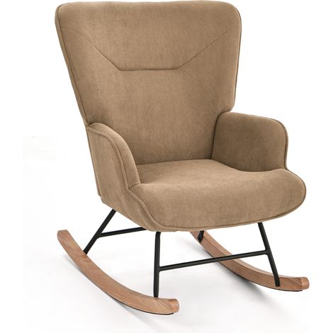 Goeurvant Schaukelstuhl Cordstoff Kamelfarben modernes Design