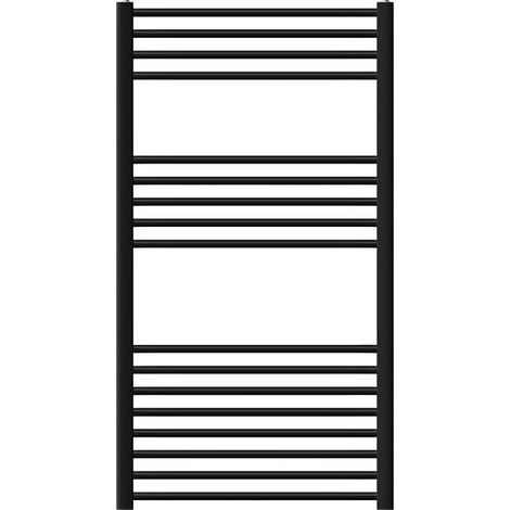 LuxeBath Radiateur de Salle de Bain Design Sahara, 750 x 1200 mm, Noir Mat, Forme Droite avec Connexion Latérale, Chauffe Porte Serviettes avec Kit de Montage Mural, pour le Fonctionnement Électrique (1/5)