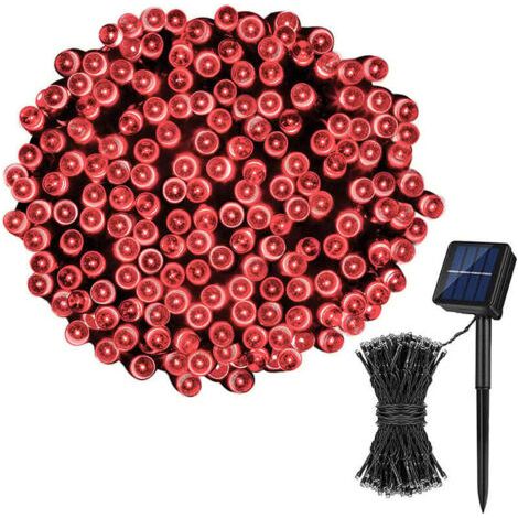 Solar-Lichterkette für den Außenbereich, 20 m, 200 LEDs, Solar-Lichterkette für den Innenbereich, wasserdicht, 8 Lichtmodi, dekorative Lampe für den Garten (rotes Licht) [Energieklasse A+++]