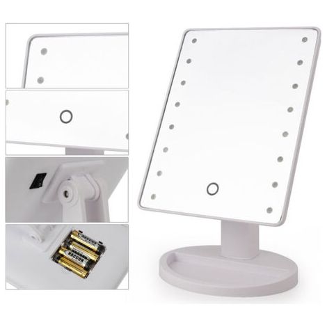 Miroir 16 Led Réglable 360 Degrés écran Tactile Miroir De Maquillage De Salle De Bain