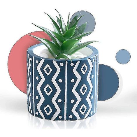 Jardinières - Jardinières en ciment de 12 cm avec trous de drainage, décoration moderne pour plantes d'intérieur (1 pièce) (1/5)