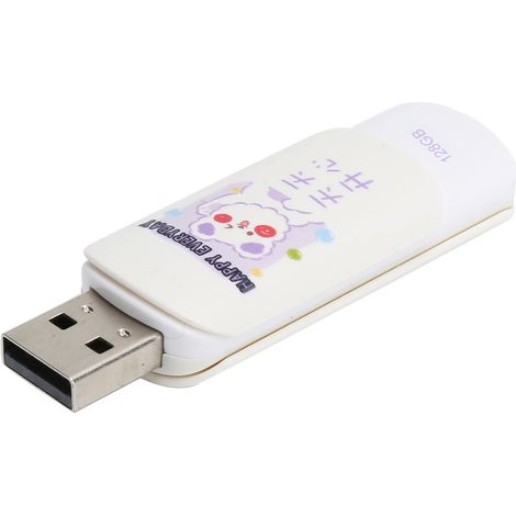 Clé USB 2.0 à coulisse, 128 Go, motif HAPPY EVERYDAY, dispositif de stockage de données pour transfert et sauvegarde de fichiers. (1/5)