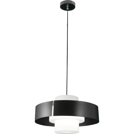 Suspension Loto Ø450 Mm En Métal Et Verre Soufflé Anthracite, Douille E27 40 W, Ip20, Classe 1 - Design Moderne Et Élégant (1/3)
