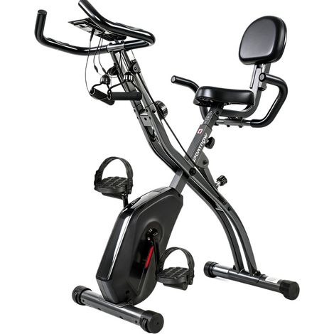 Vélo d'appartement 3 en 1 pliable, elliptique assis, Bluetooth, 8 niveaux de résistance, siège réglable, écran LCD, CHICFURN (1/5)