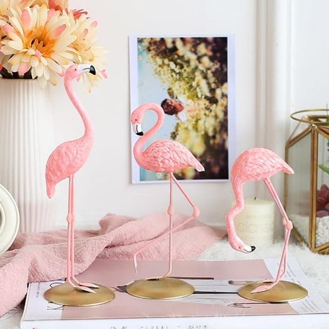 Adorable Figurine Flamant Rose en Résine - Déco Table Salon Gâteau (1/2)