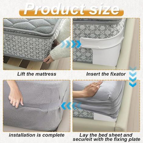 Supports Antidérapants Pour Draps-Housses - Lot De 4 Pièces - Pour Lit Standard Et Lit Double - Fixation Sous Matelas (1/5)