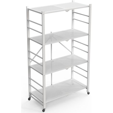 Scaffali Soprana, Ruote, 4 Ripiani, Peso Supportato 40 kg, 71x38x121h cm Bianco
