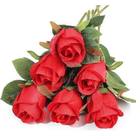 6 roses artificielles réalistes - fleurs sans entretien pour mariages et décoration (voir photo) (1/5)