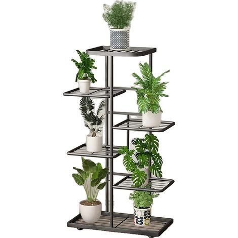 Soporte para plantas, 5 niveles, estructura metálica, 6 niveles - Negro (1/2)