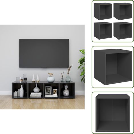 Meubles TV 4 pcs gris 37x35x37 cm bois d’ingénierie - Meuble Tv - Meuble Tv Moderne - Meuble Tv Gris - Meuble Tv Rangement - Meuble Tv Industriel