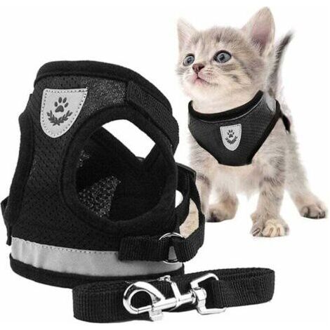 Harnais Chat,Harnais pour Chat,Laisse Harnais Chat,Harnais Laisse pour Chat,Harnais pour Chat avec Laisse Gilet Réfléchissant,Réglable Harnais Laisse pour Chat Petit,aux Chiots Chat Balade (S) (1/5)