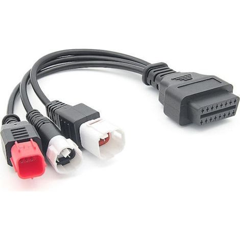 Câble de diagnostic OBD2 pour moto Kline Euro5, adaptateur de diagnostic OBD2 3-en-1 (16 broches vers 3, 4 et 6 broches).