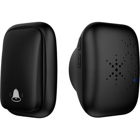 Campanello senza fili (nero), senza batterie, con 1 ricevitore, impermeabile IP68, portata 150 m, 4 livelli di volume, 37 brani musicali - Nero (1/5)