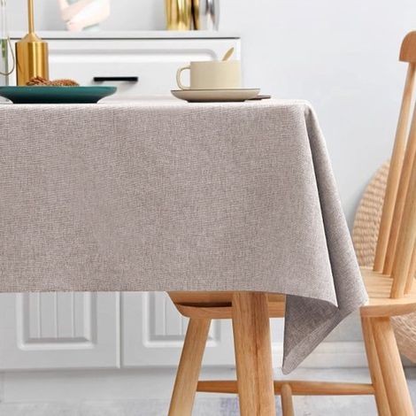 Nappe rectangulaire en lin, 110 x 160 cm. Nappe de haute qualité, résistante aux taches et imperméable, idéale pour les buffets. Caractéristiques : blanc éclatant (1/5)